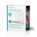 Verpakking Nedis Wi-Fi Smart Curtain Controller, voor elektrische gordijnen, rolluiken of zonneschermen. Werkt met Alexa en Google Home.