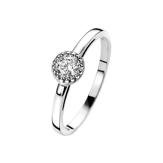 ZINZI zilveren ring rond wit ZIR1263 | bol.com