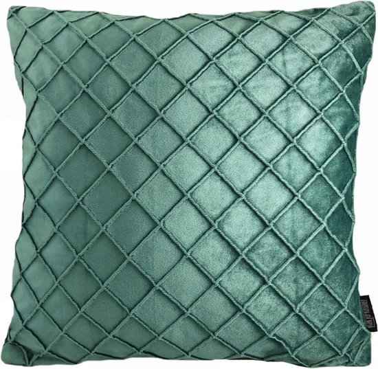 Velvet Cross Groen Kussenhoes | Fluweel - Polyester | 45 x 45 cm