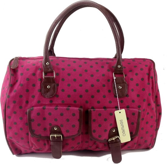 Didimundo POLKA DOTS Canvas Handtas Schoudertas Weekend Tas