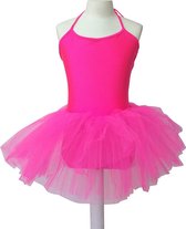 Balletpakje zuurstok roze + tutu ballet verkleed jurk meisje, maat 12 - 122/128