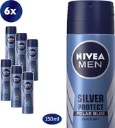 NIVEA MEN Silver Protect Polar Blue - 6 x 150 ml - Voordeelverpakking - Deodorant Spray