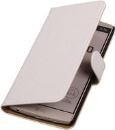 Croco Bookstyle Wallet Case Hoesjes Geschikt voor LG V10 Wit