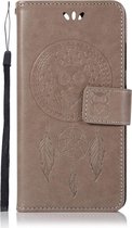 Shop4 - Nokia 8 Sirocco Hoesje - Wallet Case Dromenvanger Uil Grijs