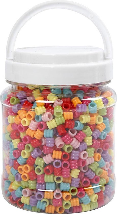 Plastic kralen mix, d: 7 mm, kleuren assorti, 700 ml | bol.com