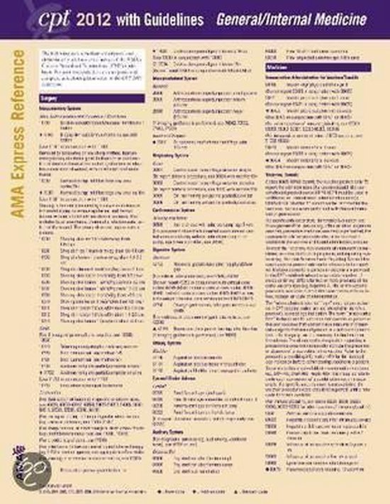 CPT 2012 Express Reference Coding Card General/Internal Medicine | bol.com