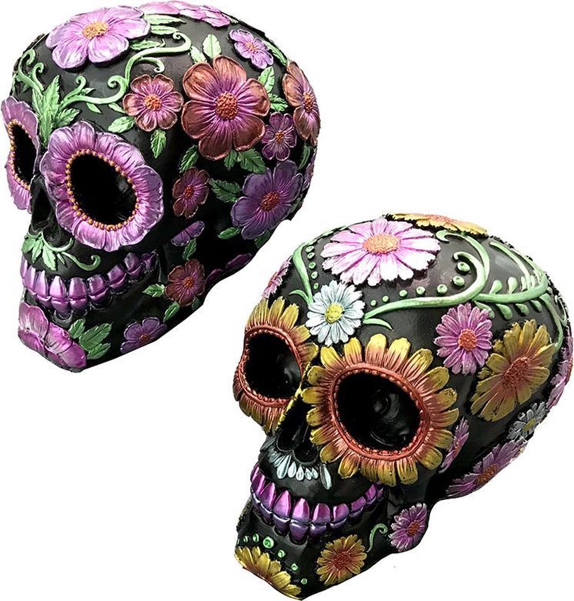 Day Of The Dead Daisy And Flower Skull Decoratie Figuur