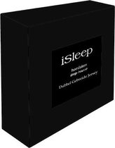 iSleep Dubbel Jersey Hoeslaken - Eenpersoons - 90/100x220 cm - Zwart