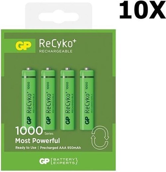 GP AAA 1000mAh Oplaadbare Batterij - 10 Blisters (40 batterijen) | bol.com