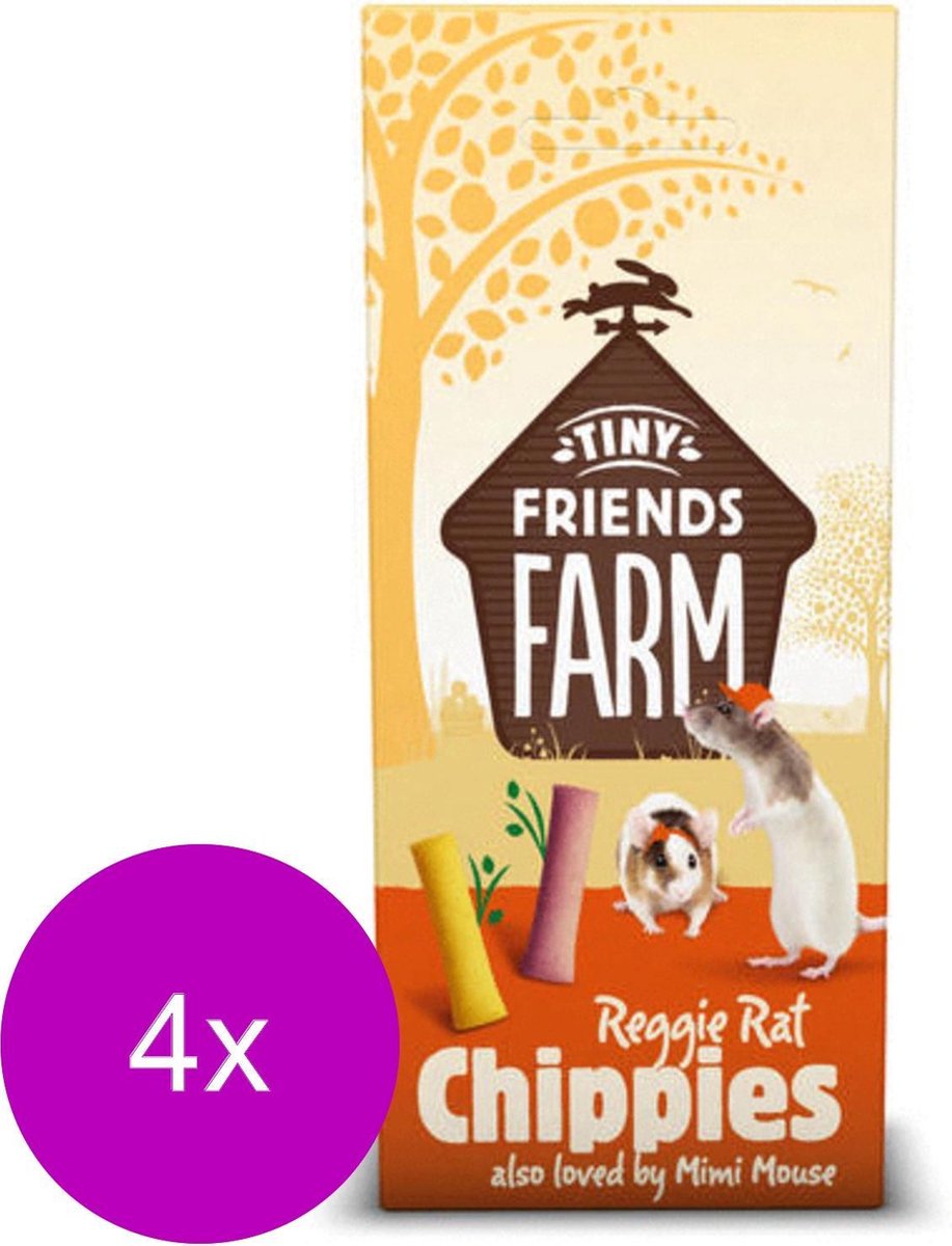 Tiny Friends Farm Reggie Rat Chippies - Knaagdiersnack - 4 x Kip 120 g