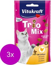 Vitakraft Trio Mix met Gevogelte - Kat - Snack - 3 x 60 gr