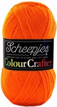 SCHEEPJES COLOUR CRAFTER. 4 KLEUREN, 9 BOLLEN a 100 GRAM. 3 X GENT 2002 ORANJE / 2 X UTRECHT 1009 / 2 X KAMPEN 1035 / 2 X HEERLEN 1432.