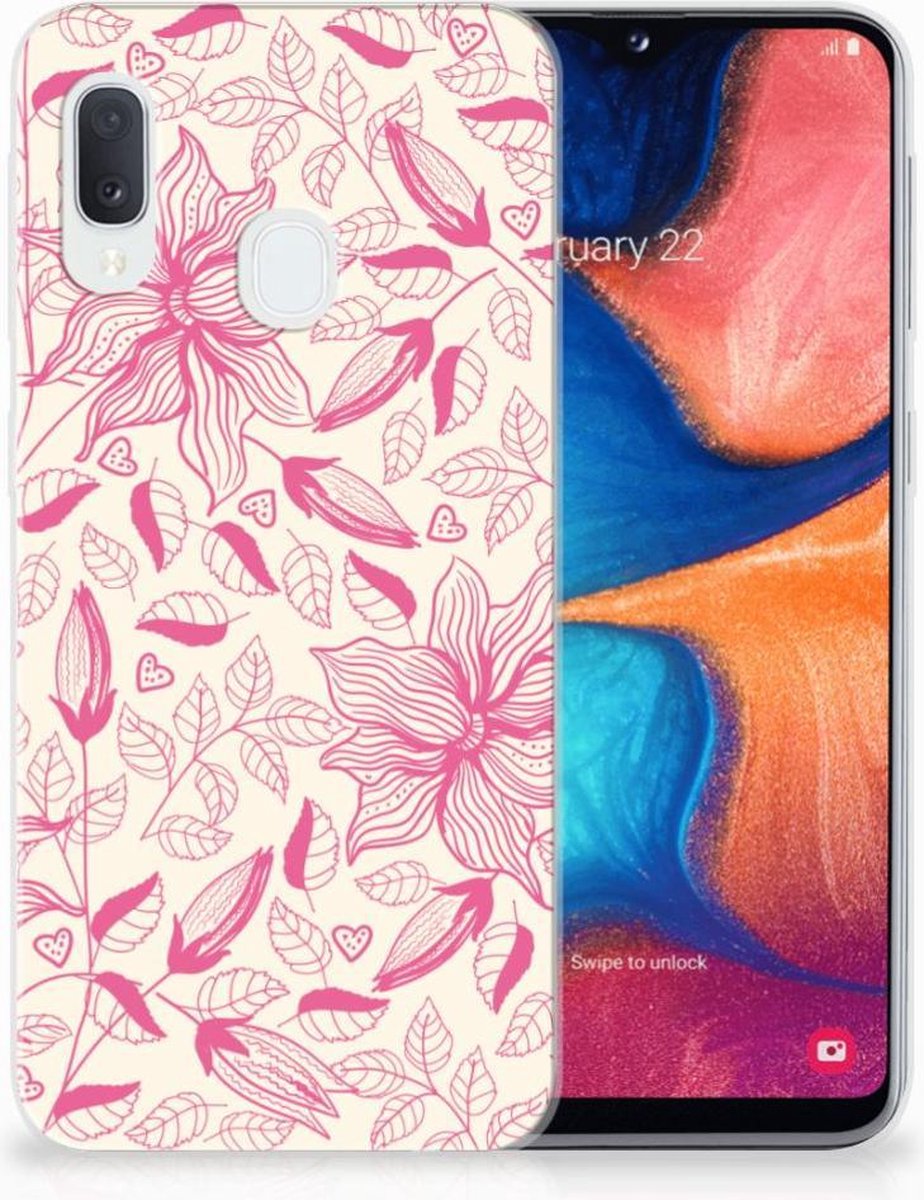 Samsung Galaxy A20e TPU Case Pink Flowers