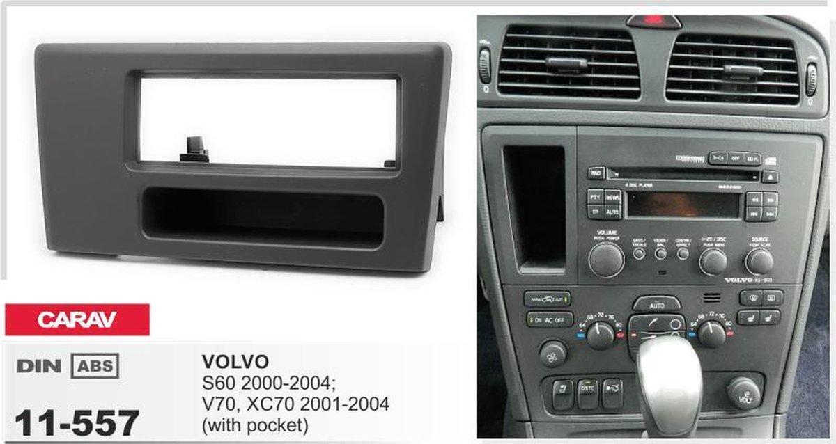 DAB radio met plak antenne inclusief 1DIN VOLVO S60 20002004; V70