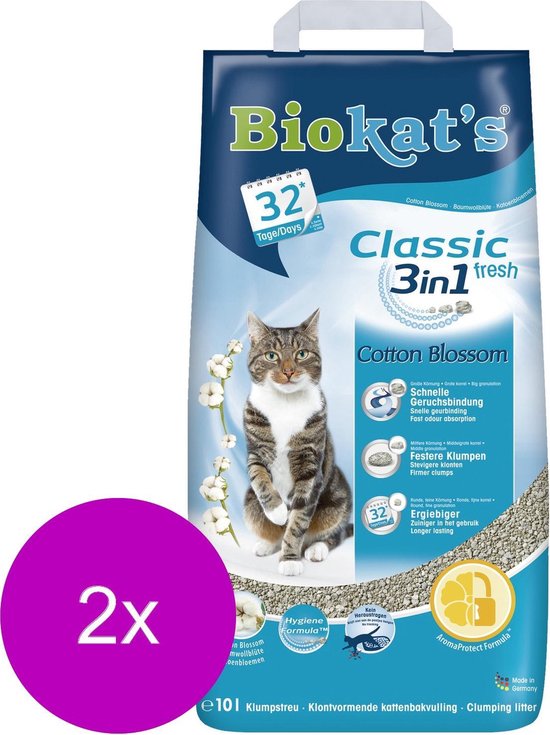 Biokat's Classic Fresh Katoenbloemen - Kattenbakvulling - 2 x 10 l