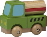 Speelgoed groene cementwagen hout 9 cm