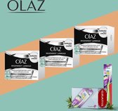 Olaz Regenerist Luminous Huidtint Dagcreme - 50ml - 3 Pack Voordeelverpakking + Colgate Zig Zag Tandenborstel