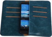 Blauw Pull-up Medium Pu portemonnee wallet voor HTC One S