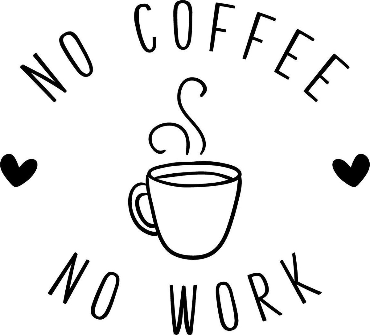 Muurtekst muursticker No coffee no work