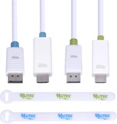 MutecPower "2 pak" 2 meter kabels, DisplayPort (DP) naar DisplayPort (DP), mannelijk naar mannelijk, Ultra HD 4k resolutie, WIT met 3 kopplingen