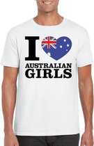 I love Australian girls t-shirt wit heren S