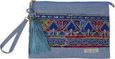 Luxe Ibiza Tas Tassen Handtas Envelop Tas Ibiza Hyppies Toilettas met Borduursels Blauw