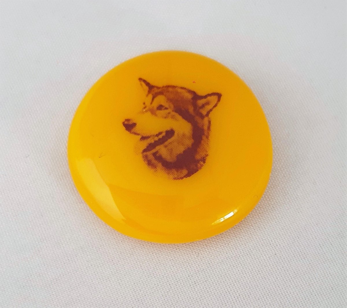 Jewels Delight Magneet Husky Hond Geel Rond
