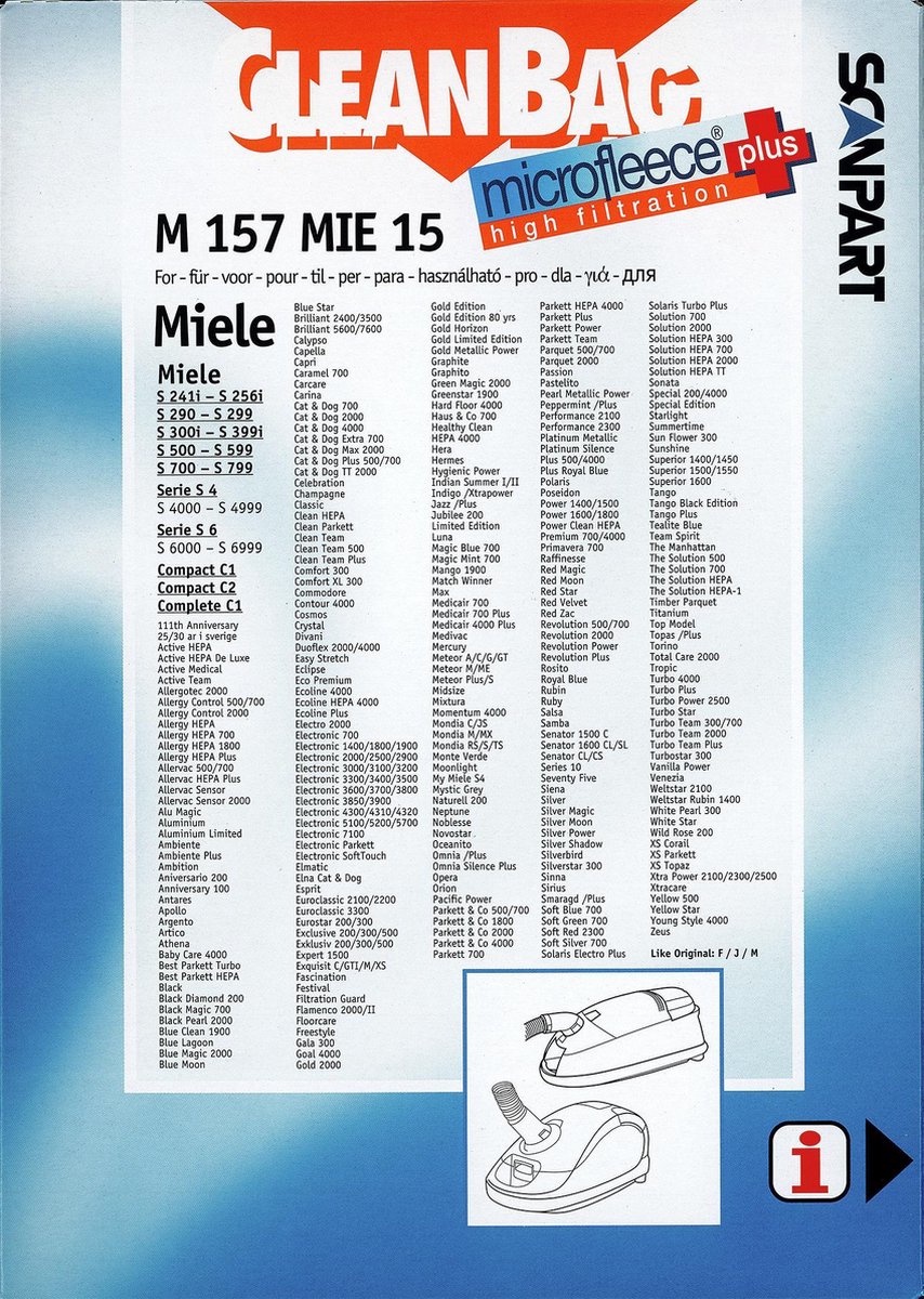 10 Microvezel Stofzuigerzakken voor Miele S230, S233, S251i
