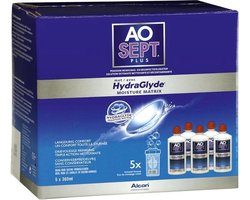 AOSEPT Plus met HYDRAGLYDE - 5x360ml - Lenzenvloeistof voor 6 maanden