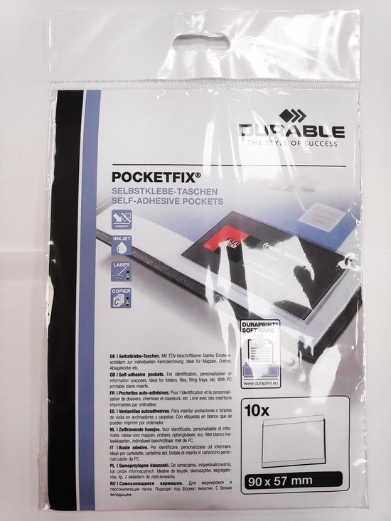 Kort leven Middeleeuws Adviseren Durable Pocketfix LB 10 Stuks Zelfklevende (U) Showtassen 90 x 57 mm ( visitekaartjes... | bol.com