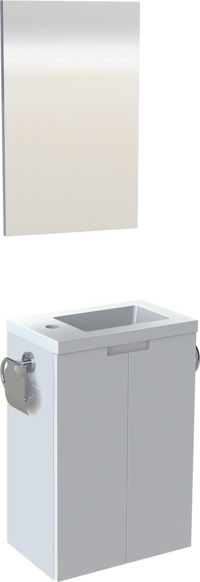 Allibert Toiletmeubel CLOSY pack - Fonteinmeubel - gelakt - 2 deuren - wc rol- en handdoekhouder - wit gelakt- 40 cm breed