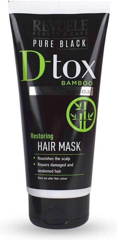 Revuele Pure Black D-tox Bamboo Charcoal Restoring Hair Mask 200ml.