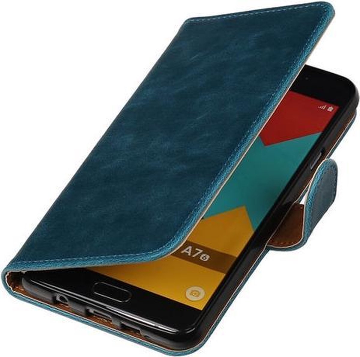 Blauw Pull-Up PU booktype wallet cover hoesje voor Samsung Galaxy A7 2016
