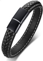 Leren armband zwart