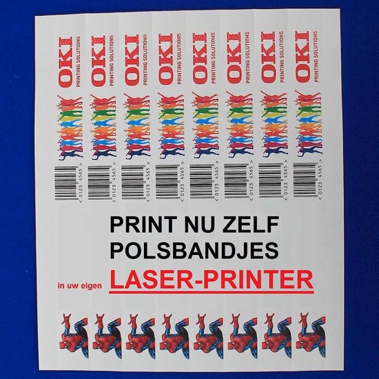 200 Polsbandjes wit, om zelf te bedrukken met LASER printer, CombiCraft