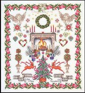 Thea Gouverneur Borduurpakket 2077 Kerst merklap - Linnen stof