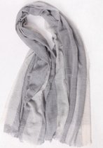 Dames Sjaal van 100% Wol met Plooien - 200*96 cm - Grijs | LENGKEORL