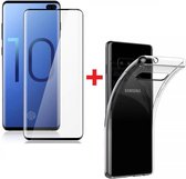 Samsung Galaxy S10 Plus Hoesje Transparant TPU Siliconen Soft Case + 2X Tempered Glass Screenprotector