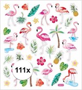 Flamingo stickervel met 111 gekleurde stickers