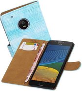 Hagedis Bookstyle Wallet Case Hoesjes Geschikt voor Moto G5 Plus Turquoise