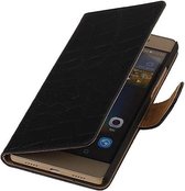 Croco Bookstyle Wallet Case Hoesje Geschikt voor Huawei Ascend G630 Zwart