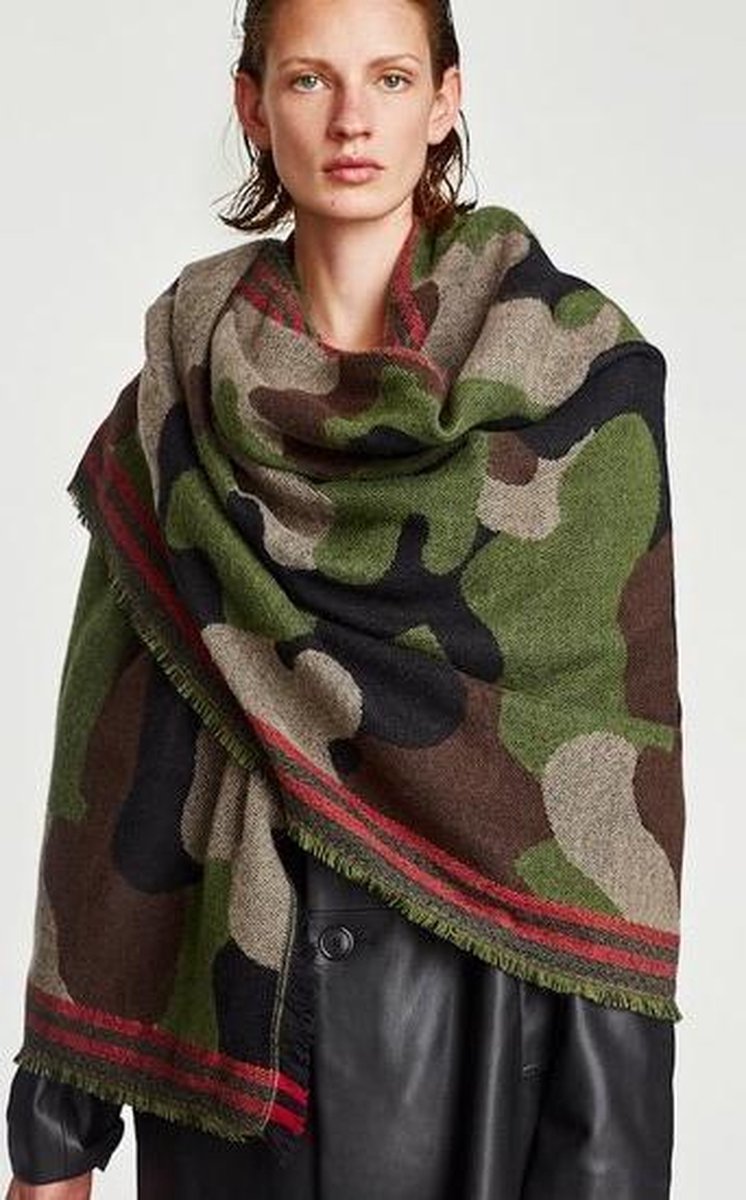 Lange dames sjaal Army Lady|Groen beige rood|Dikke kwaliteit|camouflage  legerprint | bol.com