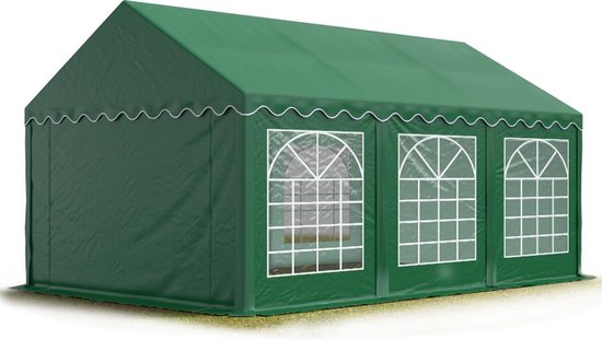 Partytent feesttent 4x6 m tuinpaviljoen -tent PVC 700 N in donkergroen waterdicht
