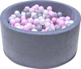 Ballenbak - stevige ballenbad -90 x 40 cm - 200 ballen Ø 7 cm - roze, wit, grijs