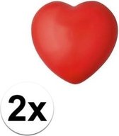 2x hartje stressballetjes rood - 7 x 6,5 x 5,5 cm - Valentijn stressbal hart