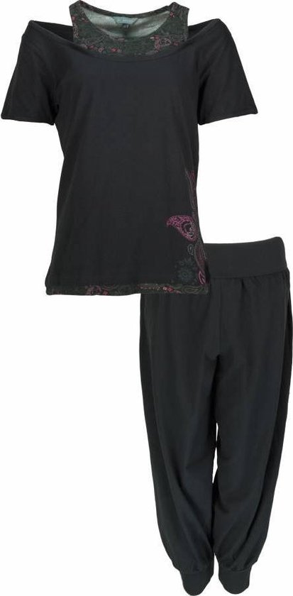 Dames pyjama met harem broek in 100 % katoen. Zwart Maat S | bol.com