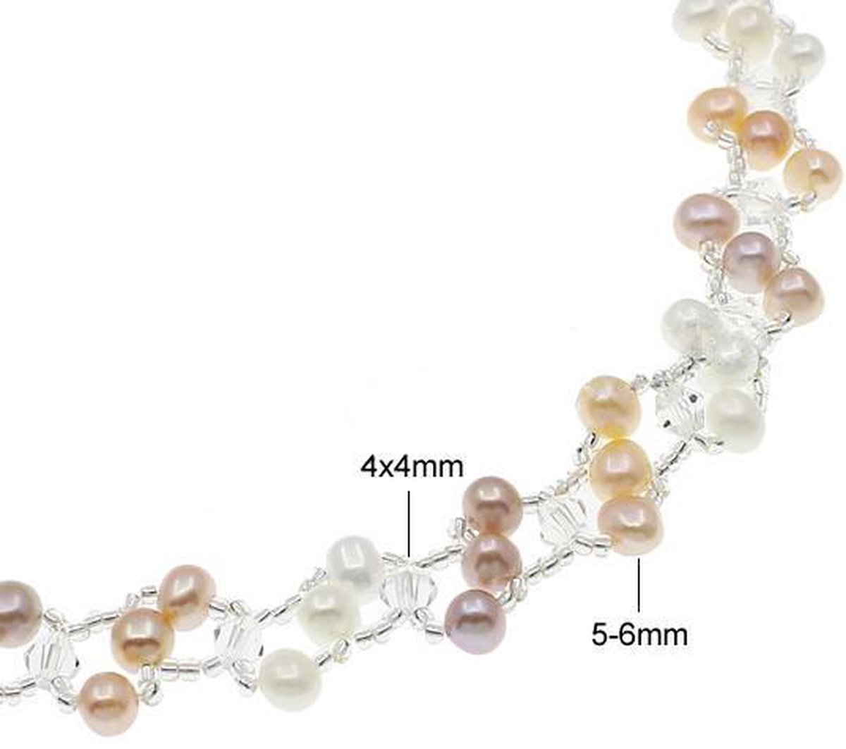 Shamballa Zoetwaterparel armband bruin