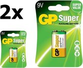 2 Stuks (2 Blister a 1st) GP Super Alkaline 6LR61/9V batterij