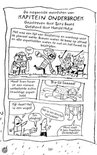 Illustratie van Kapitein Onderbroek die voorbij vliegt, terwijl anderen hem aanwijzen. Tekst: 'De megacoolle avonturen van Kapitein Onderbroek'.