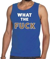 What the fuck tijgerprint tekst tanktop / mouwloos shirt blauw L